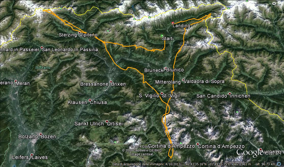 Val Pusteria flight FAI triangle